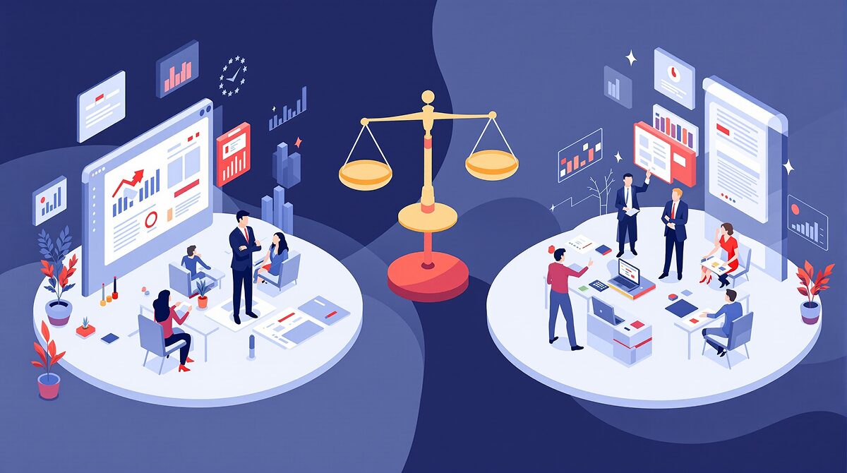 内製と外注の比較イメージ