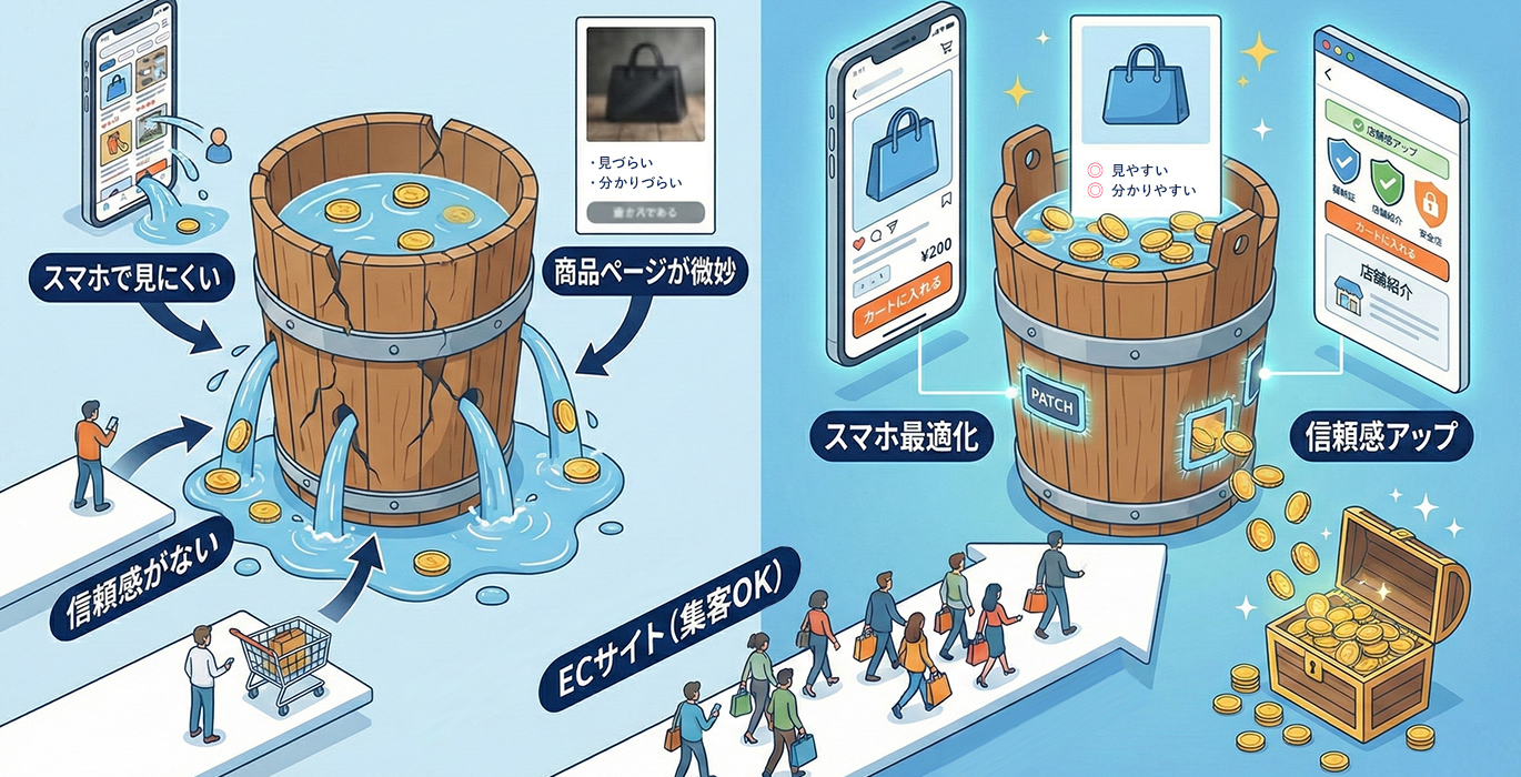 アクセスはあるのに売れていない穴の空いたバケツ状態